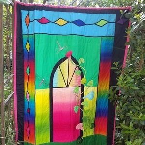Art Nouveau Ooak Quilt/ Applique Wall hanging Large Handmade Signed